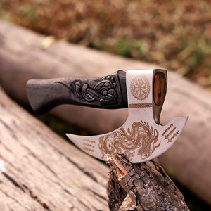 Cuchillo para Pizza Vikingo de Alta Calidad, Cuchilla de Acero con Alto Contenido de Carbono, Mango de Madera Hecho a Mano, Hacha de Cocina OEM - Product Image 1