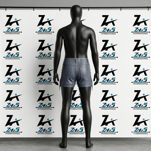 กางเกงขาสั้นผู้ชาย Zhus International สีพื้น ซิปหน้า เอวกลาง ผ้าทอโพลีเอสเตอร์ ระบายอากาศได้ดี แต่งหนัง สำหรับผู้ชาย - Product Image 2