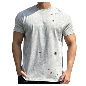 Camiseta de Manga Corta para Hombre, Corte Regular, Cuello Redondo, Color Sólido, Transpirable, Algodón, Logotipo Frontal, Ropa Casual, 220g - Product Image 4
