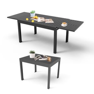 Adjustable Aluminum Patio <b>Dining</b> <b>Table</b> 35\" 71\" <b>Extendable</b> for Indoor <b>Outdoor</b> Use E-Coating 4-6 Person Garden <b>Dining</b> - Product Image 1