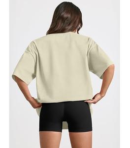 Nueva Colección de Camisetas de Mujer 100% Algodón, Manga Corta, Cuello Redondo, Hombros Caídos, Estilo Holgado, Casual, Transpirable, Bangladesh - Product Image 4