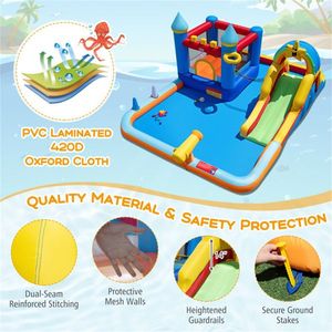 Scivolo d'Acqua Gonfiabile Colorato con Piscina e Ventilatore per Giochi Multisport e Strutture di Divertimento Acquatico - Product Image 3
