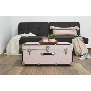 Pink Metal <b>Trunk</b> <b>Box</b> With Locks And Wheels Suitable For Travel Luggage Seasonal Item <b>Storage</b> And Dorm Room <b>Storage</b> Solution - Product Image 2
