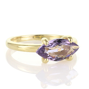 Eye Shaped Purple Amethyst Faceted Gemstone Solid 925 Sterling <b>Silver</b> Prong Setting Purple Gemstone <b>Solitaire</b> <b>Rings</b> Fine Jewelry - Product Image 1