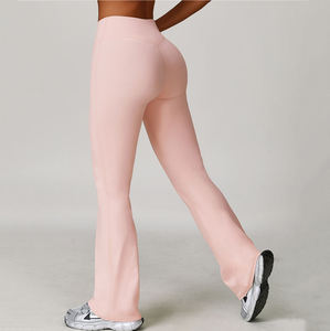 กางเกงเต้นรำเอวสูงผ้ายืดกระชับสัดส่วนสำหรับผู้หญิง แห้งเร็ว ไม่มีตะเข็บด้านหน้า พร้อมเสื้อครอปท็อป ชุดออกกำลังกาย รับสกรีนโลโก้ - Product Image 4