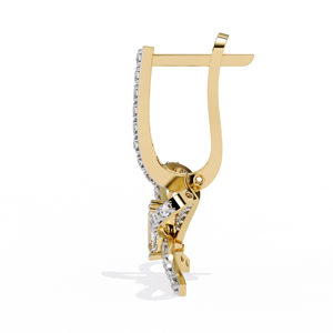 Boucles d'oreilles créoles de luxe plaquées or 18 carats avec nœud papillon en diamant taille émeraude serti en canal, bijoux de mariage pour femme - Product Image 2