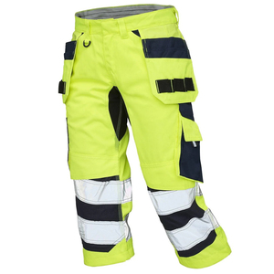 Men's High Visibility Capri Work Pants Reflective Stripes Multiple Pockets Elastic Waist Quick Dry Summer Wear - Product Image 2