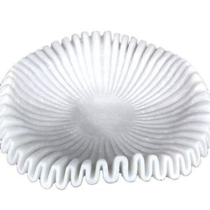 Bol à volants en marbre artisanal de 10 pouces, bol à fruits vintage à cannelures décoratives et plat à bijoux pour la décoration de la maison - Product Image 5