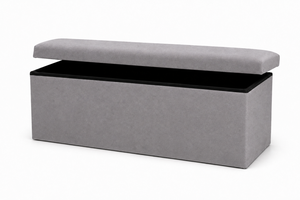 Banc de rangement en tissu moderne pour salon, mobilier de maison, gris cendré, design minimaliste - Product Image 2