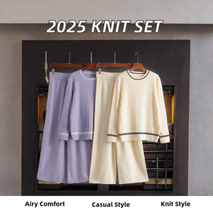 Women's 2 Piece Knitted Long Sleeve Hooded Solid Color Loose Fit Casual All Seasons Cotton Sports Wear <b>Set</b> - Product Image 4