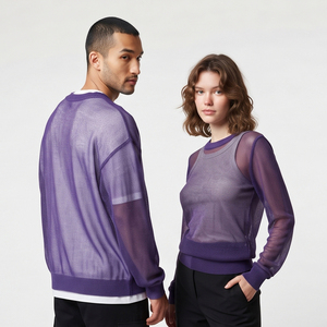 Sexy Transparent Sweatshirt 100% Polyester Sheer <b>Mesh</b> Fashion Shirt Long Sleeve Crewneck Night Clubwear Sexy See Through <b>Tops</b> - Product Image 2