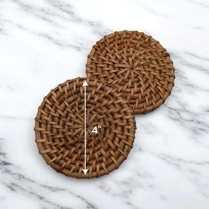 Handmade Natural Rattan <b>Coaster</b> Set Non-Slip Eco-Friendly 8mm Thick Boho Luxury <b>Drink</b> Mats <b>for</b> Tea Coffee At Wholesale Price - Product Image 6