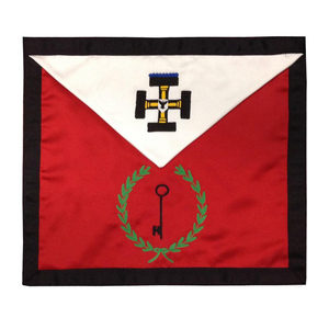 Master Mason Scottish Rite Masonic <b>Apron</b> <b>White</b> Red Moire Gold Square Compass G Embroidery Freemason Regalia - Product Image 2