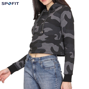 Sudadera con Capucha Corta de Camuflaje para Mujer, Marca SPOFIT, Manga Larga, Estilo Casual, Tejido Transpirable, para Otoño - Product Image 3