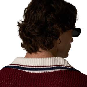 T-shirt en tricot à rayures colorées pour homme, manches courtes, boutonné, décontracté, été, tricotage OEM, vente en gros - Product Image 4