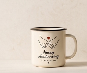 Special Love Quote <b>Iron</b> Enamelware Cup Happy Anniversary Design Light Metal Coffee Drinkware Trade Supply Distribution Network - Product Image 1