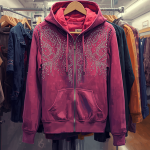 Unisex <b>Rhinestone</b> Zip Up Hoodie Sparkly Full Zip Sweatshirt Streetwear Fashion Hooded <b>Jacket</b> Casual Wear Men Women Custom Logo - Product Image 4