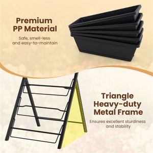 "5 Tier Rustic <b>Square</b> Classic Rusted Raised Garden Planter <b>Pots</b> with Drainage Trays" - Product Image 4