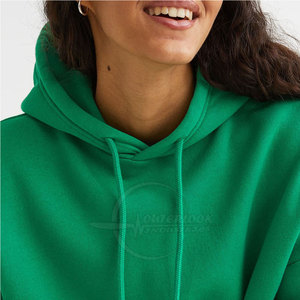<b>Women's</b> Oversized Hooded Sweatshirt Solid <b>Green</b> Cotton <b>Fleece</b> Pullover With Pockets Regular Fit Autumn Wear - Product Image 6