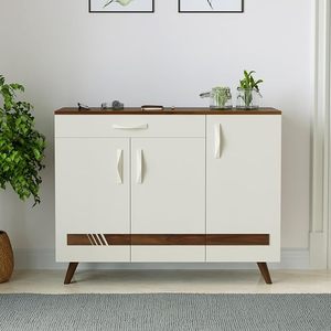 Mueble zapatero de madera de ingeniería de doble tono con 3 puertas y cajón, organizador de calzado que puede almacenar hasta 16 pares. - Product Image 1