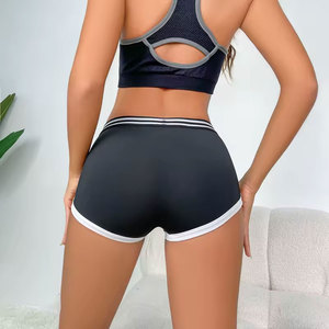 Women's Sporty Knitted High Waist Drawcord Closure Floral Print Breathable Cotton Blend <b>Athletic</b> Shorts - Product Image 4
