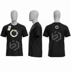 Men's Short Sleeve O-Neck T-Shirt Solid Color Quick Dry Regular Fit Casual Wear Heat-Transfer Print Front <b>Logo</b> - Product Image 4