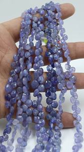 5.5mm Tanzanite Faceted Heart Shape Briolette Beads 8 Inches Top Drilled for Jewelry Making & Crafts Premium Quality <b>Stone</b> Beads - Product Image 2