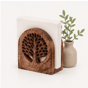 Handcrafted Tree Of Life Wooden Napkin Holder Rustic Mango Wood <b>Tissue</b> Stand For Dining Table Restaurant & Home Decor Wholesale - Product Image 6