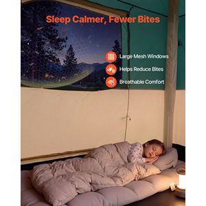 6 Person Inflatable Cabin <b>Tent</b> with Rechargeable Pump TPU Air Tubes 4 <b>Large</b> Mesh Windows Portable Easy Setup - Product Image 6