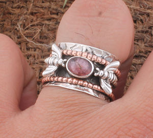 Anillo de Plata de Ley 925 con Turmalina Rosa Natural y Diseño de Abeja, Joyería Fina para Mujer, con Logotipo Personalizado - Product Image 5