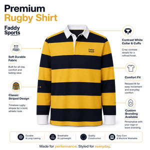 Polo à manches longues rayé personnalisé pour homme – Maillot de rugby en coton respirant de haute qualité – Hauts de sport décontractés et tendance – Vente en gros - Product Image 5