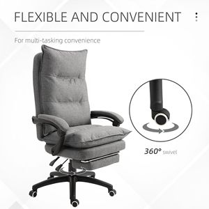 Sedia da Ufficio Direzionale con Rotazione a 360°, Reclinabile Regolabile, Poggiapiedi Retrattile, Base in Nylon, Colore Grigio, Certificata BIFMA - Product Image 6
