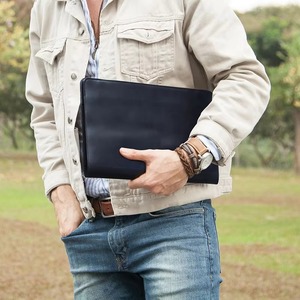 Custom Logo Durable Genuine Leather Sling <b>Laptop</b> <b>Sleeve</b> for Men & Women Modern Vintage Business Office Use LS-0292 - Product Image 5