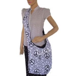 Sac bandoulière en toile avec motif signe de la paix, sac messager décontracté et léger pour femmes et hommes, idéal pour le quotidien, les voyages, le shopping, l'école et le streetwear - Product Image 3