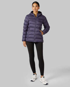 Blouson matelassé à capuche unisexe, hiver, respirant, rembourrage en polyester, coupe-vent, fermeture éclair décontractée, coupe ajustée, polyester bleu marine - Product Image 1