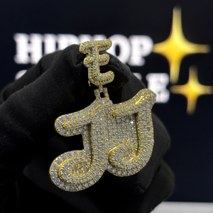 Colgante con Letra Inicial Personalizada, Plata de Ley 925, Moissanita VVS, Chapado en Oro de 18K, Estilo Hip Hop, Unisex - Product Image 3