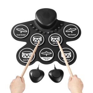 Batería Electrónica Plegable con 7 Pads, Cabezales de Malla para Práctica, Auriculares y Cámara de Silicona/Plástico - Product Image 1