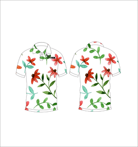 เสื้อโปโลชายลายดอกไม้เขตร้อน พิมพ์ลายทั้งตัว แขนสั้น สไตล์ลำลอง สำหรับเล่นกอล์ฟ - Product Image 1