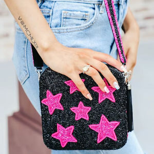 Bolso Bandolera de Lona Blanca con Diseño Único de Mariposa y Cuentas, Bolso de Hombro Cuadrado con Borlas y Cierre de Cremallera para Noche de Mujer - Product Image 1