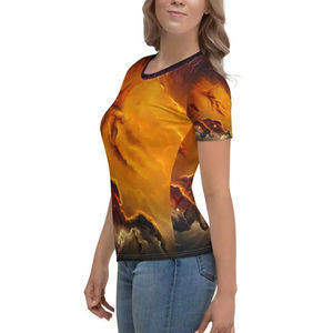 Camiseta de Mujer Personalizada OEM Más Vendida, Alta Calidad, 100% Algodón, Transpirable, Ecológica, Impresión Digital, Corte Holgado, Verano - Product Image 4