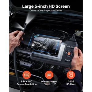 Caméra endoscopique industrielle à double objectif HD IPS, écran 5 pouces, 0,22 pouces de largeur, zoom 8X, étanche IP67, boroscope industriel - Product Image 3