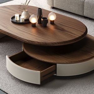 Table basse en teck de luxe avec tiroir de rangement, mobilier de salon contemporain en bois massif, Indonésie - Product Image 2