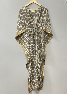 ชุดคลุมชายหาดผ้าฝ้ายแท้พิมพ์ลาย Bagru แบบอินเดีย ทำมือ ลายดอกไม้ฤดูร้อน สวมใส่สบาย ยาวคลุมเข่า - Product Image 2