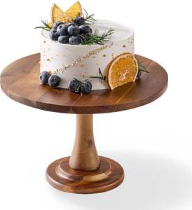 Support à gâteau décoratif en bois écologique pour table de desserts de mariage, finition bois naturel, passe au lave-vaisselle, design stable - Product Image 1
