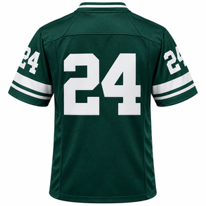 Maillot de football américain vert pour homme, col en V, manches courtes, maille respirante, uniforme d'équipe - Product Image 2