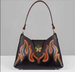 Bolso de Mano Personalizado SF 1228 para Mujer, de Cuero Genuino con Diseño de Llama, Pelo de Vaca, Estilo Vintage, Bolso de Hombro - Product Image 3