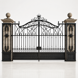 Portails en fer forgé double, style rétro classique, forgés à la main, anti-effraction, pour entrée de cour, porte décorative, allée principale de la maison - Product Image 1