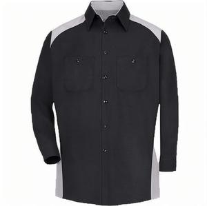 Chemise de travail respirante en coton à manches longues |   Uniforme industriel durable à blocs de couleurs pour l'automobile et les ateliers de réparation automobile - Product Image 2