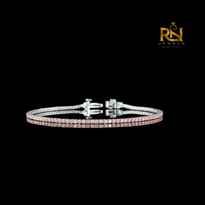 Pink Lab Grown Diamond Tennis Bracelet Fancy Pink Eternity Link Bracelet 9K 14K 18K <b>Solid</b> <b>Gold</b> Fine Jewelry - Product Image 3