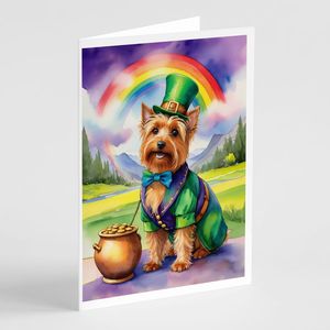 Australian Terrier St. Patrick's Day Tarjetas de felicitación Pack 8 Whimsical A7 Tamaño 5x7 Tarjetas de notas en blanco con sobres - Product Image 1